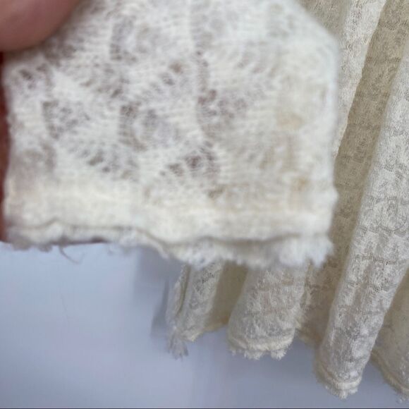 FREE PEOPLE Snug Bug Knit Lace Tassel Wrap Drape Mini Dress In Ivory - Picture 5 of 15